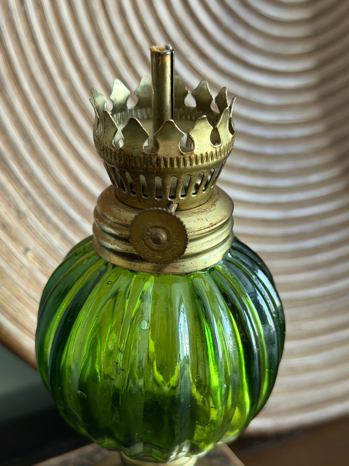 The Ember — Miniature Green Glass Oil Lamp