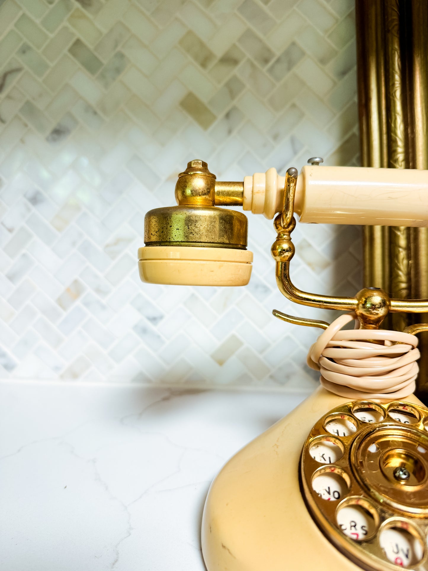 The Operator — Vintage Cream & Brass Rotary Telephone