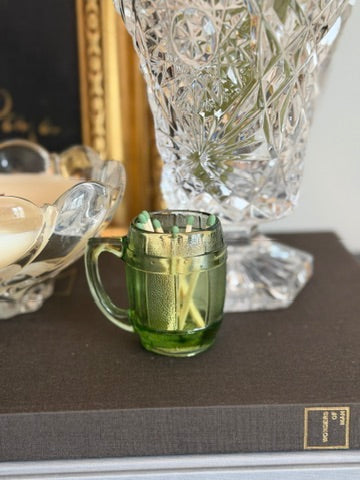 The Barrel — Vintage Green Glass Match Holder