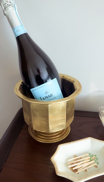 The Vintner — Footed Brass Planter (Vintage Champagne Bucket Style)