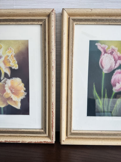 The Found Pair — Vintage Pastel Floral Paintings (Set of 2)