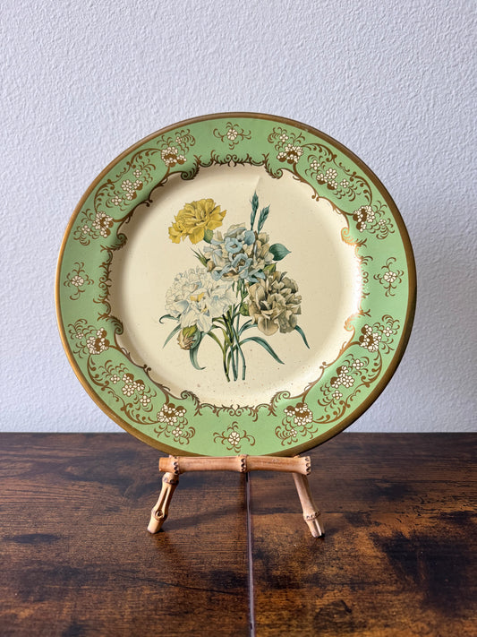 The Botanist — Vintage Metal Decorative Plate with Bamboo Stand