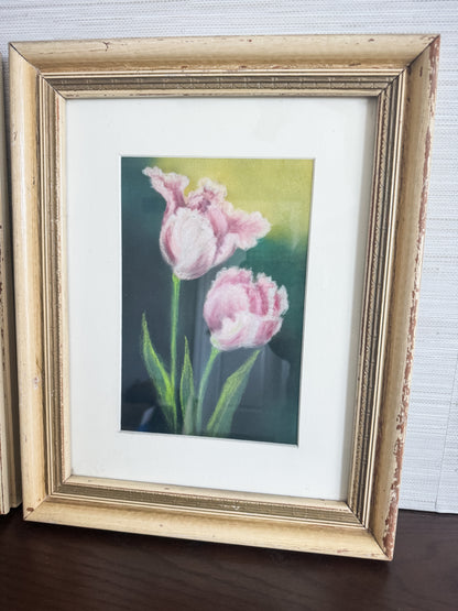 The Found Pair — Vintage Pastel Floral Paintings (Set of 2)