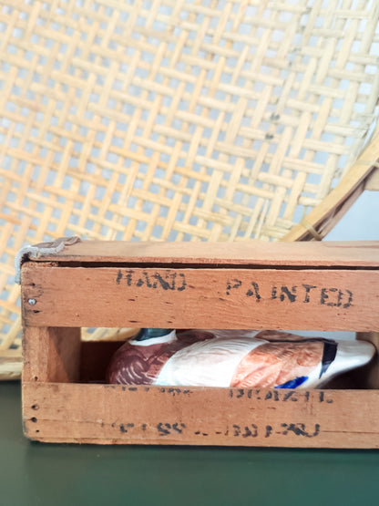The Mallard — Vintage Hand-Painted Brazilian Ceramic Duck in Original Wooden Crate