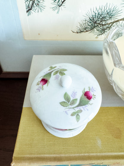 The Keepsake — Floral Lidded Jar with Vintage Stamps