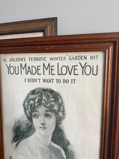The Love Song — Framed 1913 "You Made Me Love You" Sheet Music