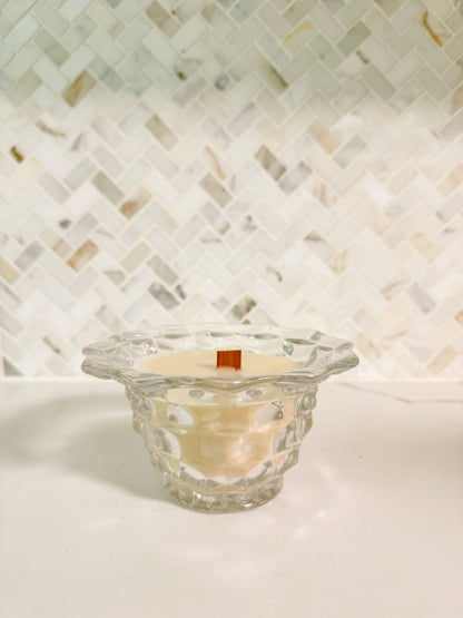 Santal No. 1 Vintage Ripple Glass Wood Wick Candle (8 oz)