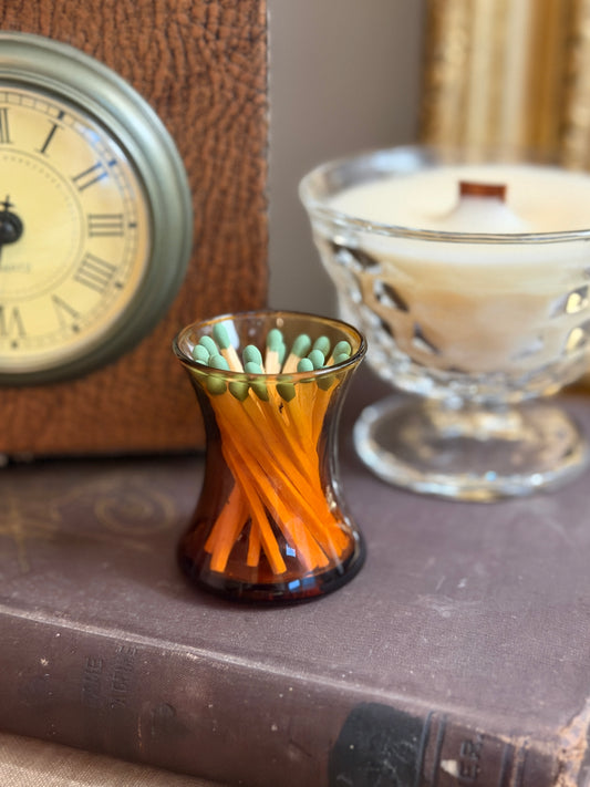 The Ember — Vintage Amber Glass Match Holder