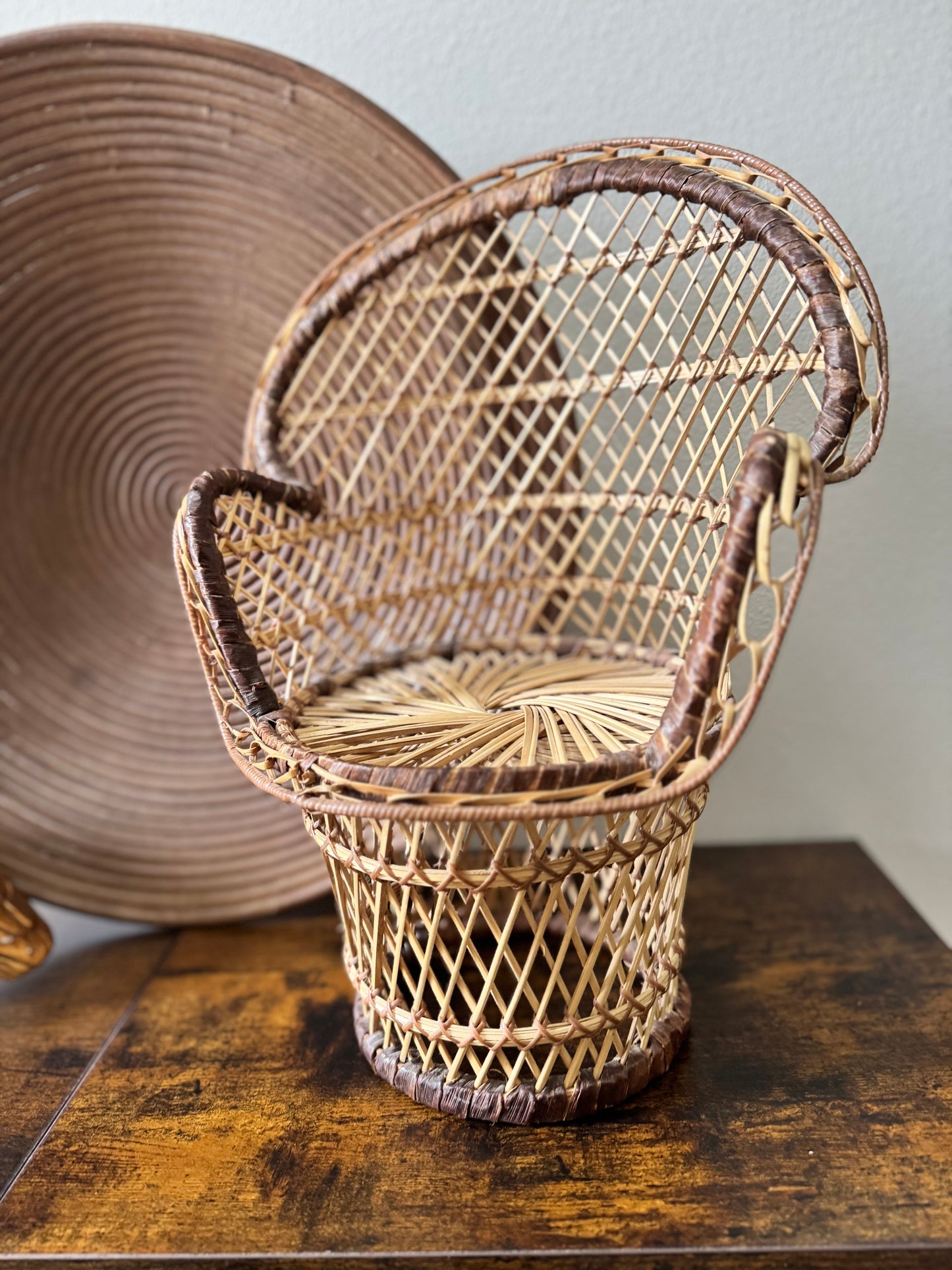 The Little Throne — Vintage Mini Woven Peacock Chair