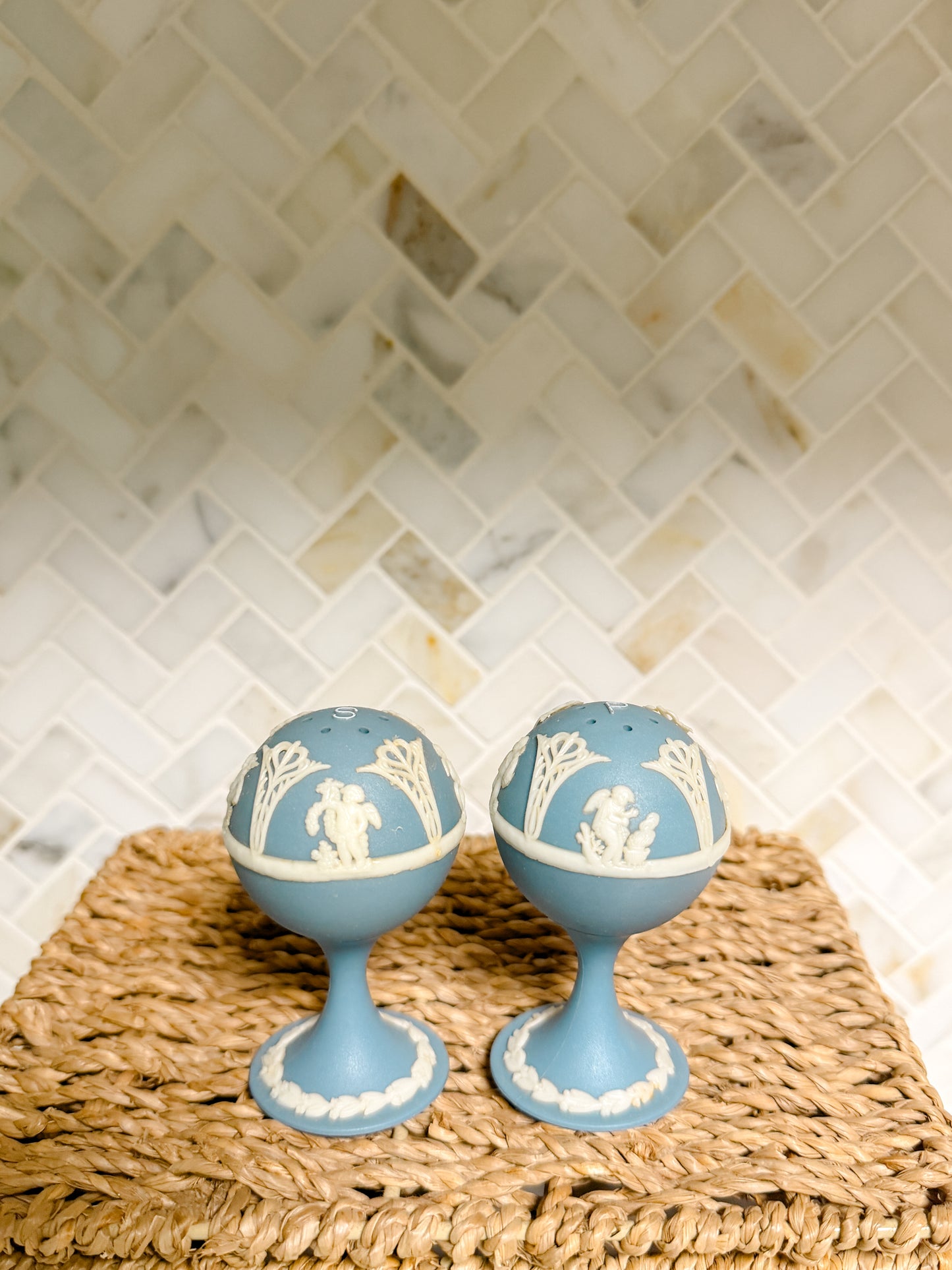 The Cameo — Jasperware-Style Pedestal Shaker Pair