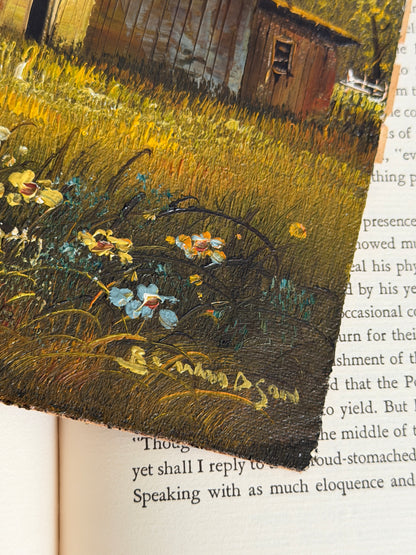 The Back Forty — Vintage Barn Oil Painting on Board