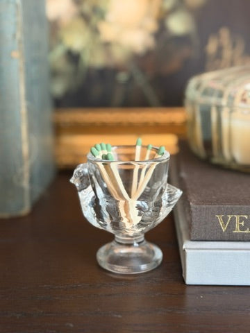 The Hen — Vintage French Glass Match Holder
