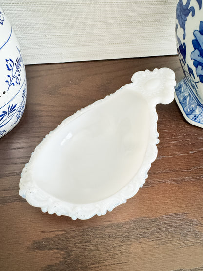 The Slipper — Opalescent Milk Glass Footed Dish