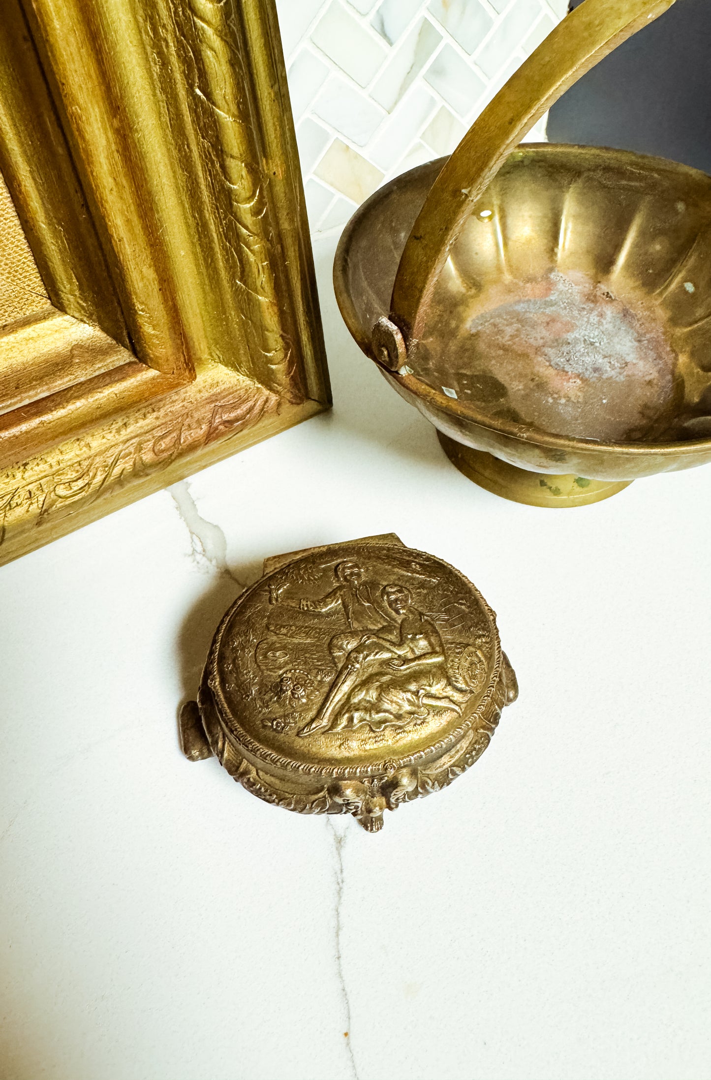 The Keeper — Vintage Brass Trinket Box