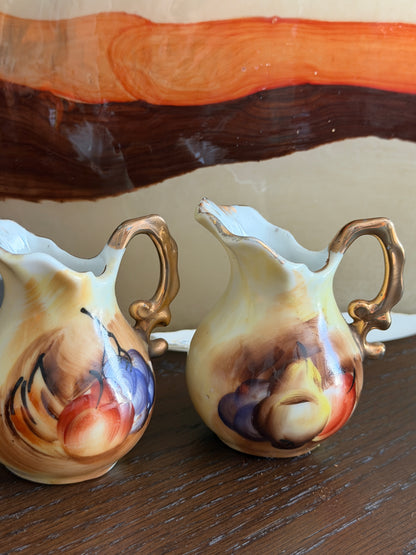 The Orchard Pair — 1950s Porcelain Mini Pitchers