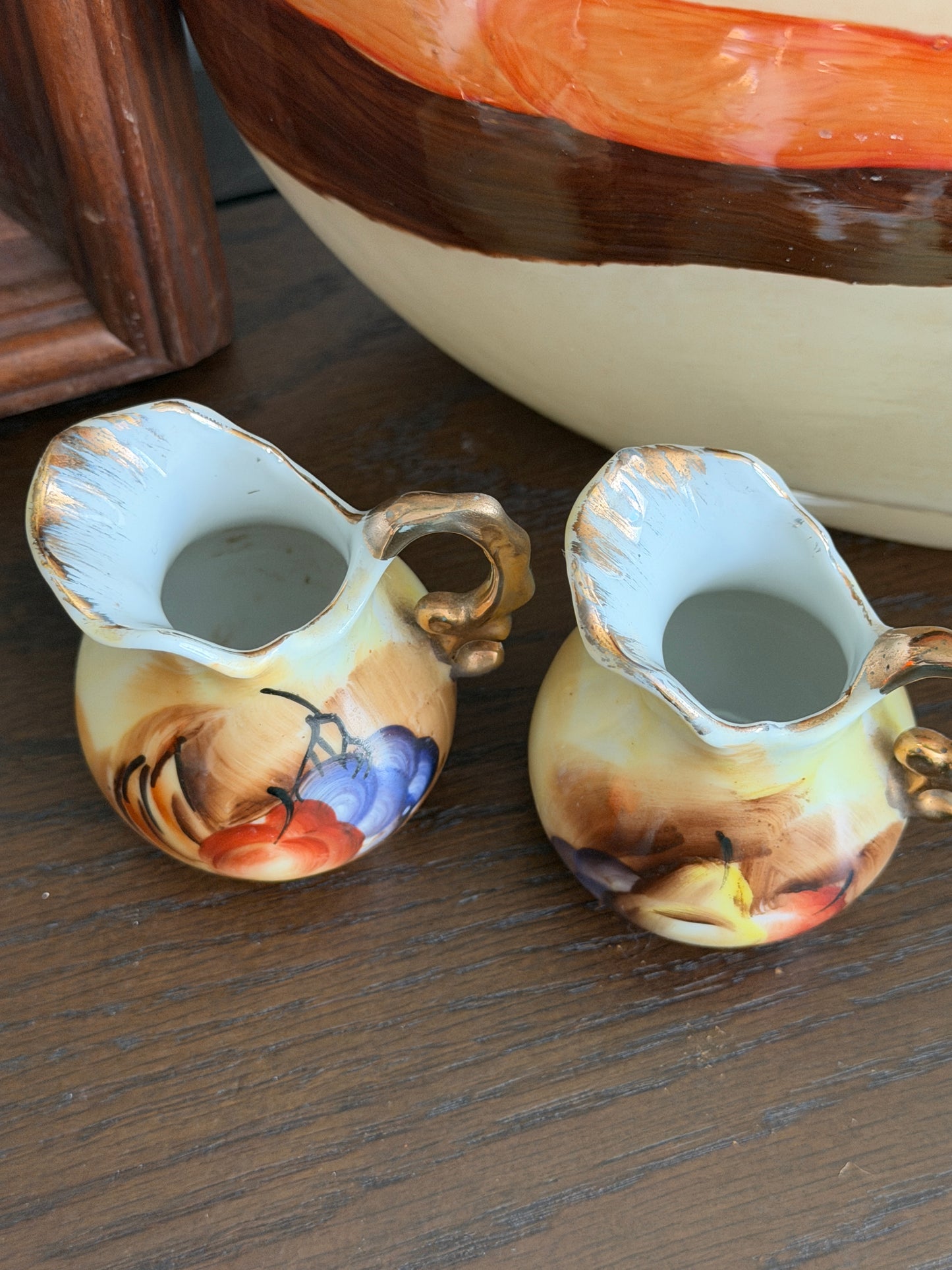The Orchard Pair — 1950s Porcelain Mini Pitchers