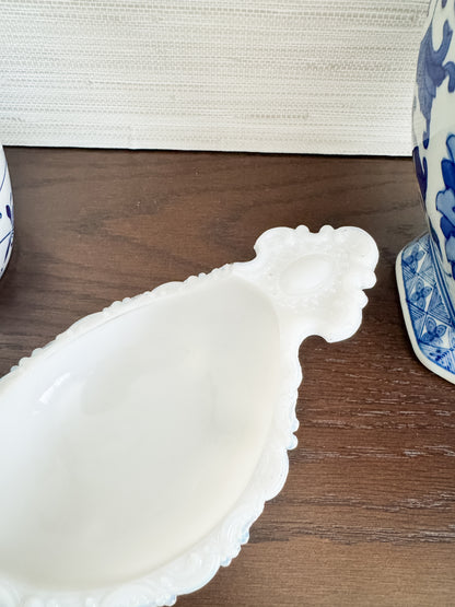 The Slipper — Opalescent Milk Glass Footed Dish
