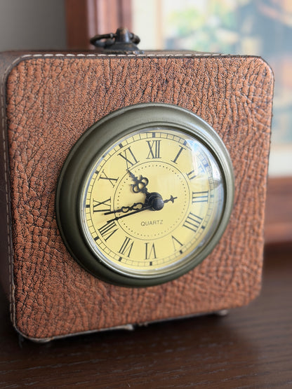 The Satchel — Vintage Clock Valet Box with Hidden Storage