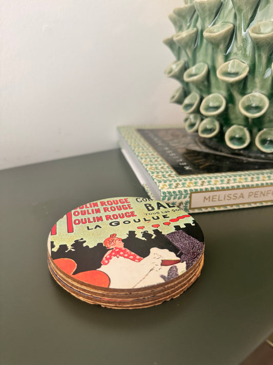 The Toulouse-Lautrec Coasters — Vintage Cork | Set of 4