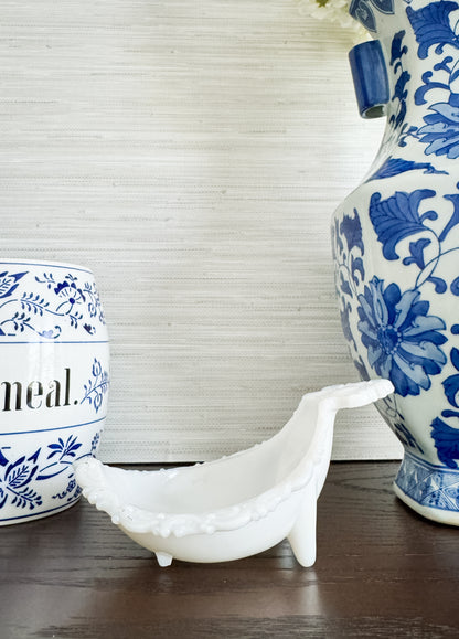 The Slipper — Opalescent Milk Glass Footed Dish