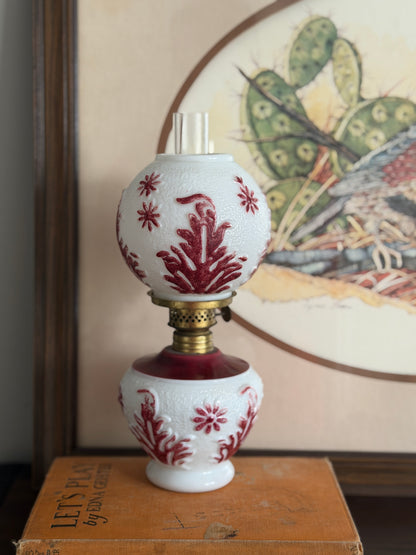 The Winterberry — Milk Glass Miniature Oil Lamp, Plume & Atwood Burner