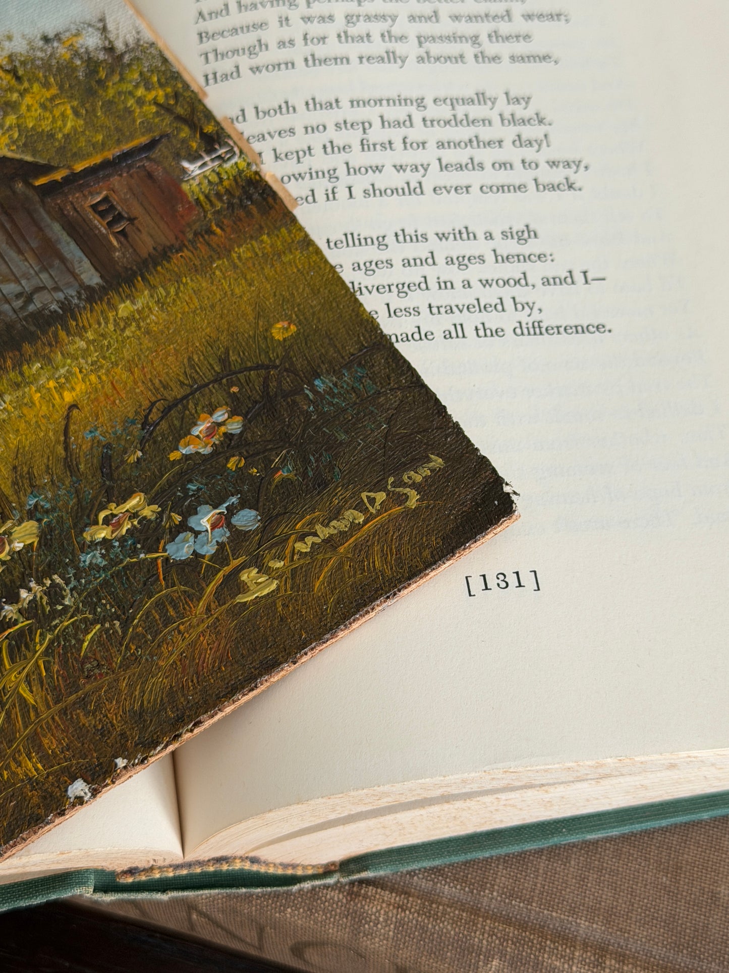 The Back Forty — Vintage Barn Oil Painting on Board