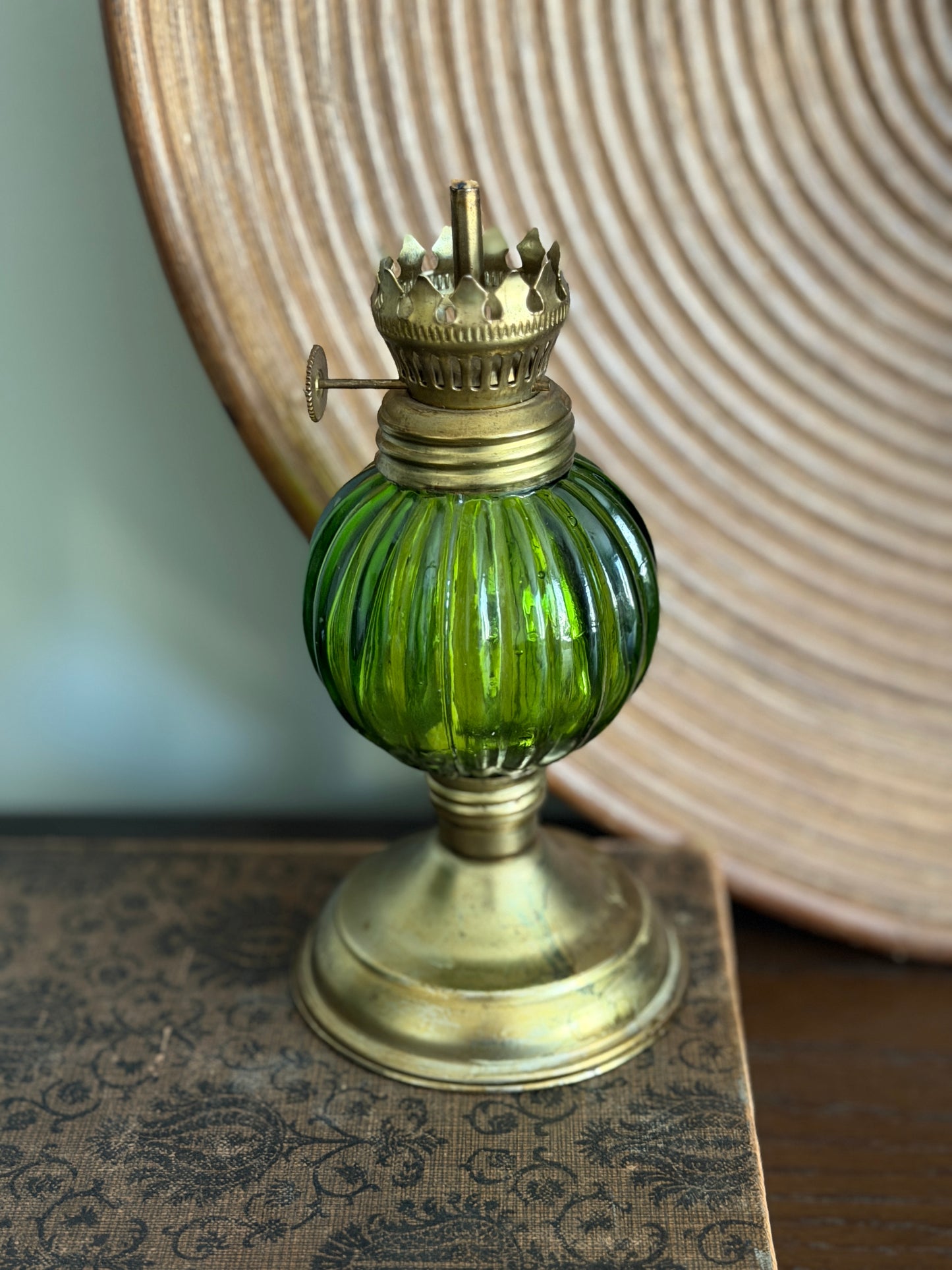 The Ember — Miniature Green Glass Oil Lamp