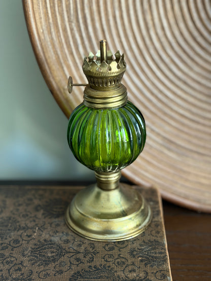 The Ember — Miniature Green Glass Oil Lamp