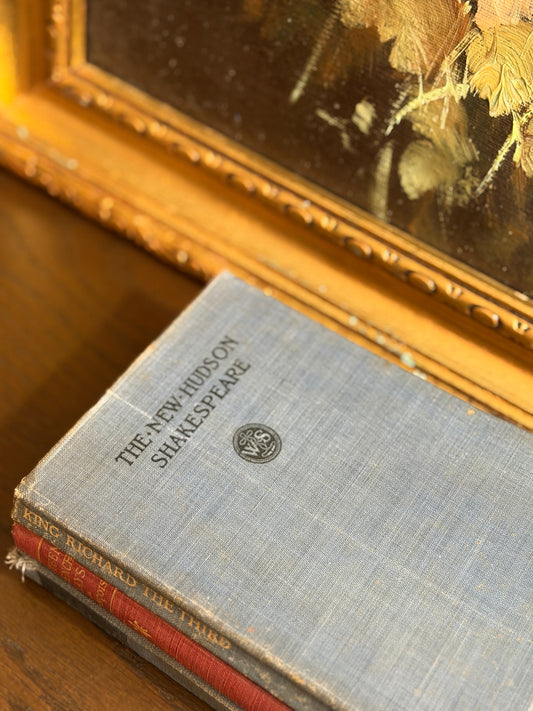 The Study — Stack of Three Antique Schoolbooks