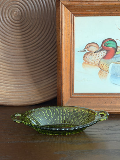 The Fern — Green Pressed Glass Relish Dish
