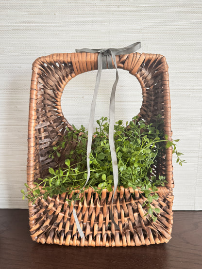 The Gathering Basket — Woven Bag Planter (with Faux Greenery)