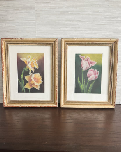 The Found Pair — Vintage Pastel Floral Paintings (Set of 2)