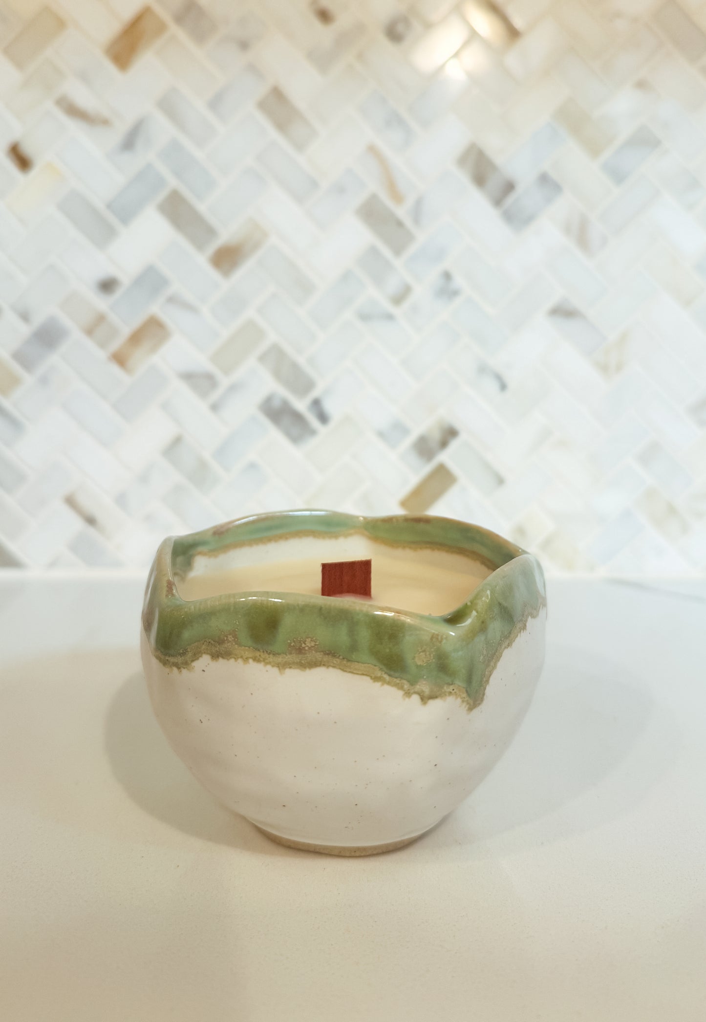 Santal No. 1 Artisan Drip Glaze Ceramic Wood Wick Candle (8 oz)