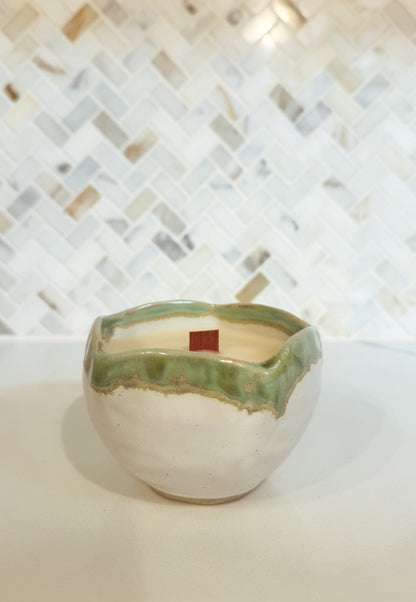 Santal No. 1 Artisan Drip Glaze Ceramic Wood Wick Candle (8 oz)