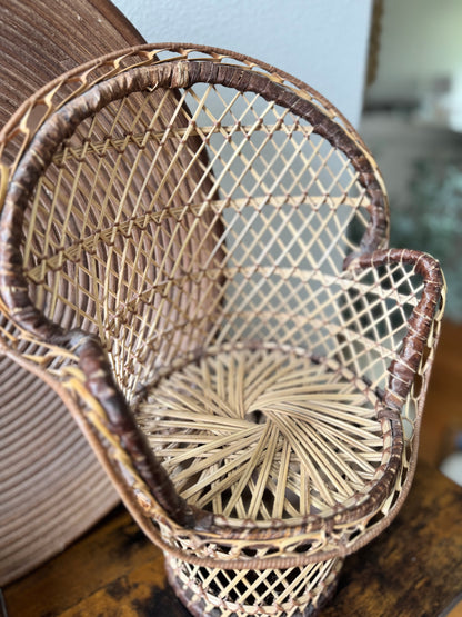 The Little Throne — Vintage Mini Woven Peacock Chair