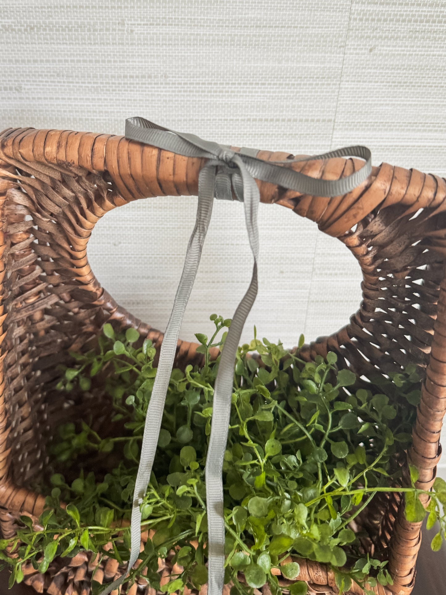The Gathering Basket — Woven Bag Planter (with Faux Greenery)