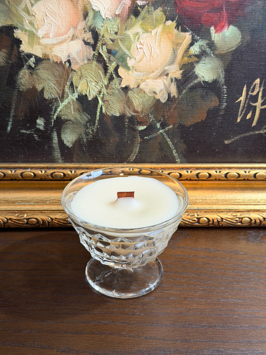 Santal No. 1 Vintage Cube Glass Coupe Wood Wick Candle (4 oz)