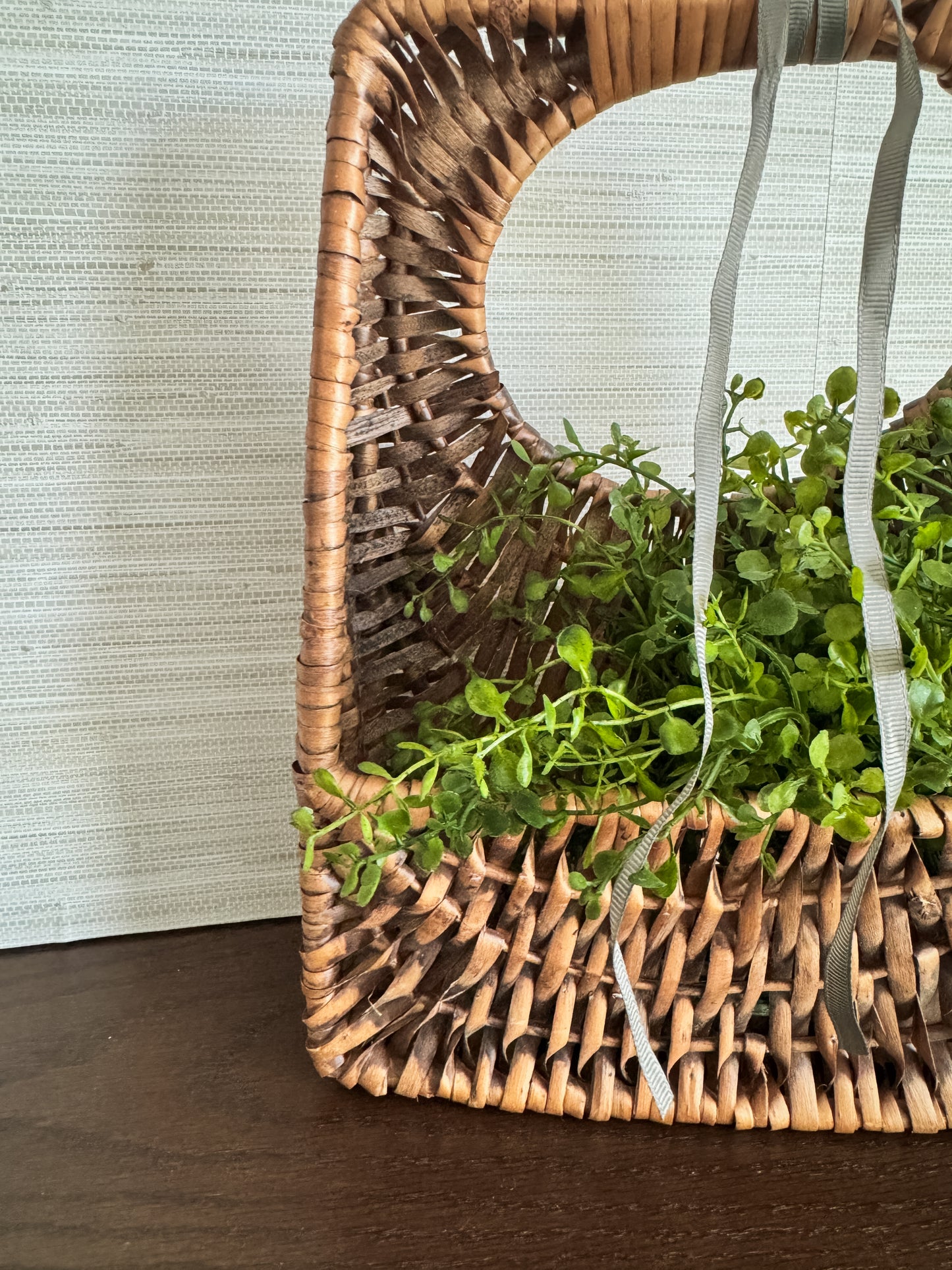 The Gathering Basket — Woven Bag Planter (with Faux Greenery)