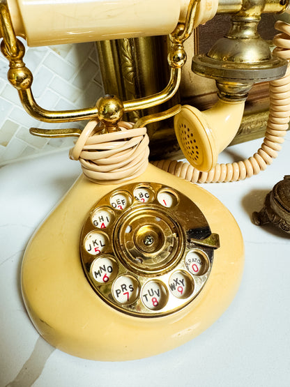 The Operator — Vintage Cream & Brass Rotary Telephone
