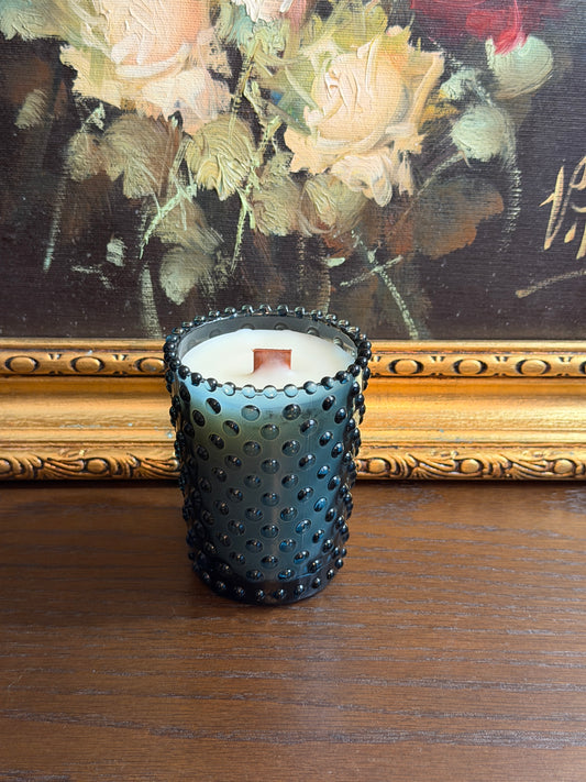 Santal No. 1 Blue Hobnail Wood Wick Candle (6 oz)