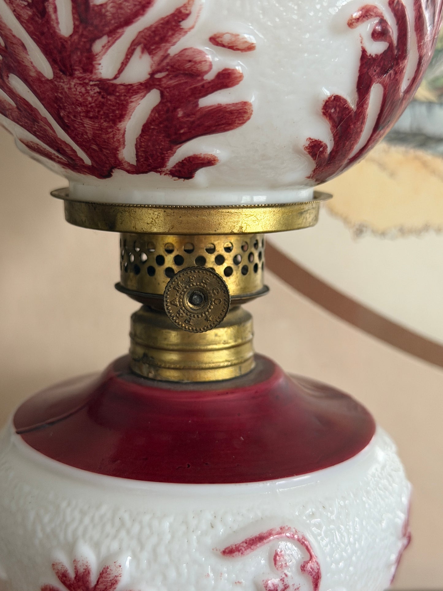 The Winterberry — Milk Glass Miniature Oil Lamp, Plume & Atwood Burner