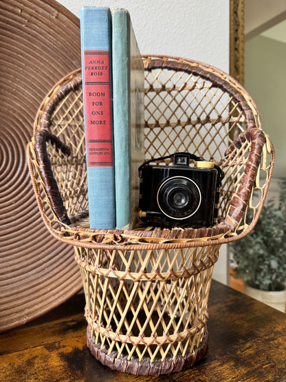The Little Throne — Vintage Mini Woven Peacock Chair