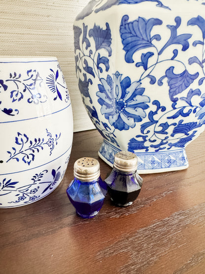 The Salt & Pepper — Mid-Century Cobalt Glass Shaker Pair (Japan)
