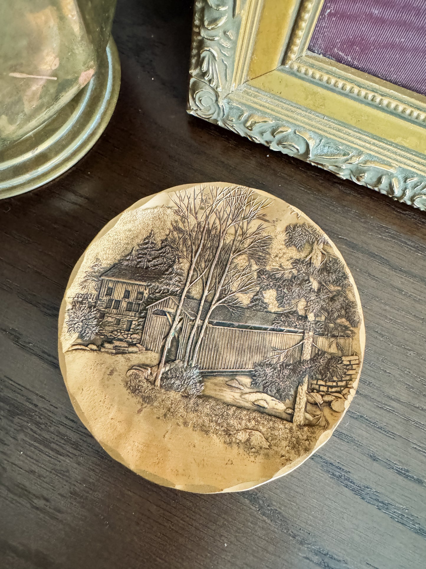 The Covered Bridge — Wendell August Forge Bronze Plate