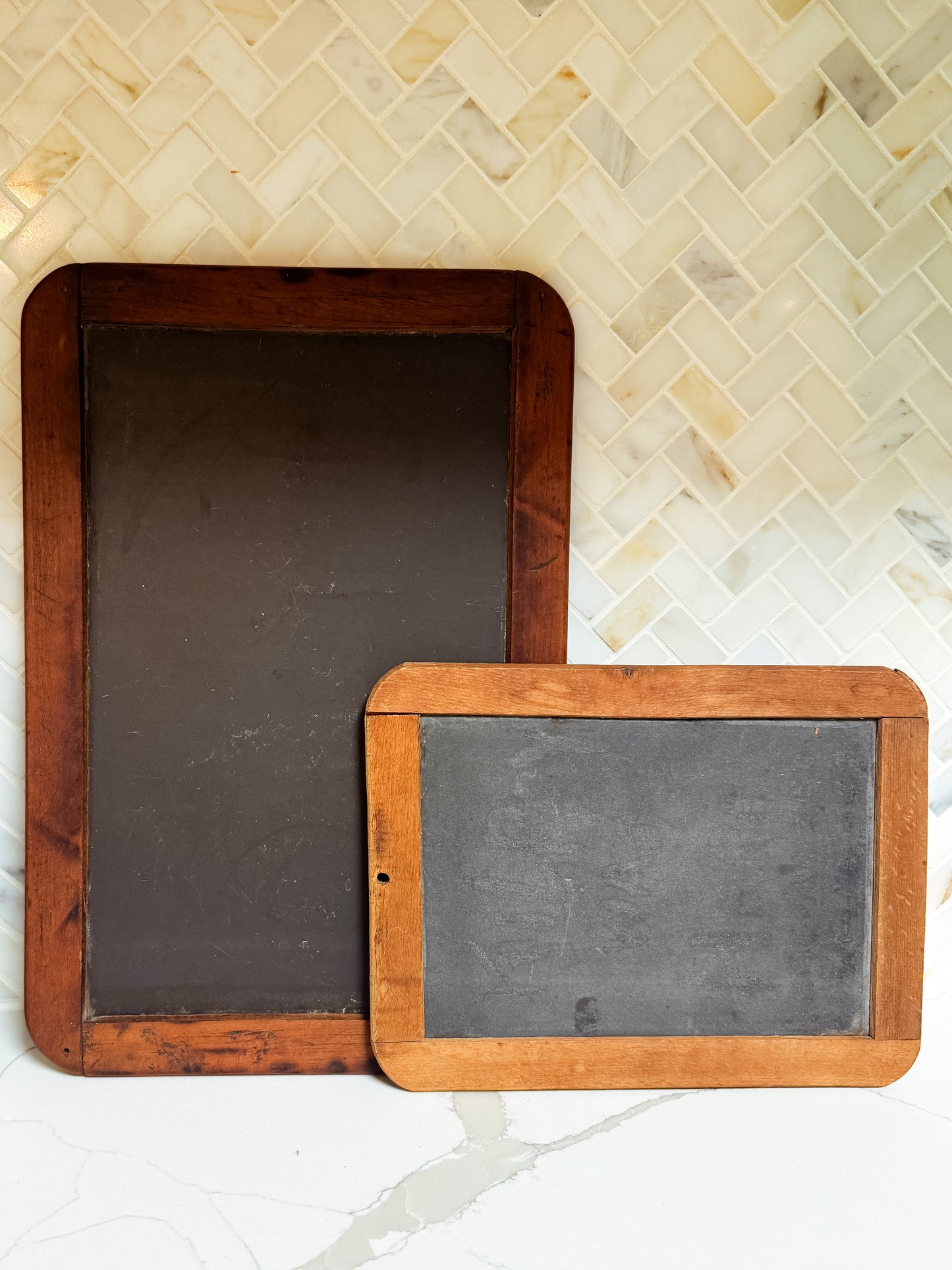 Vintage Slate Chalkboard Pair | Wood Framed