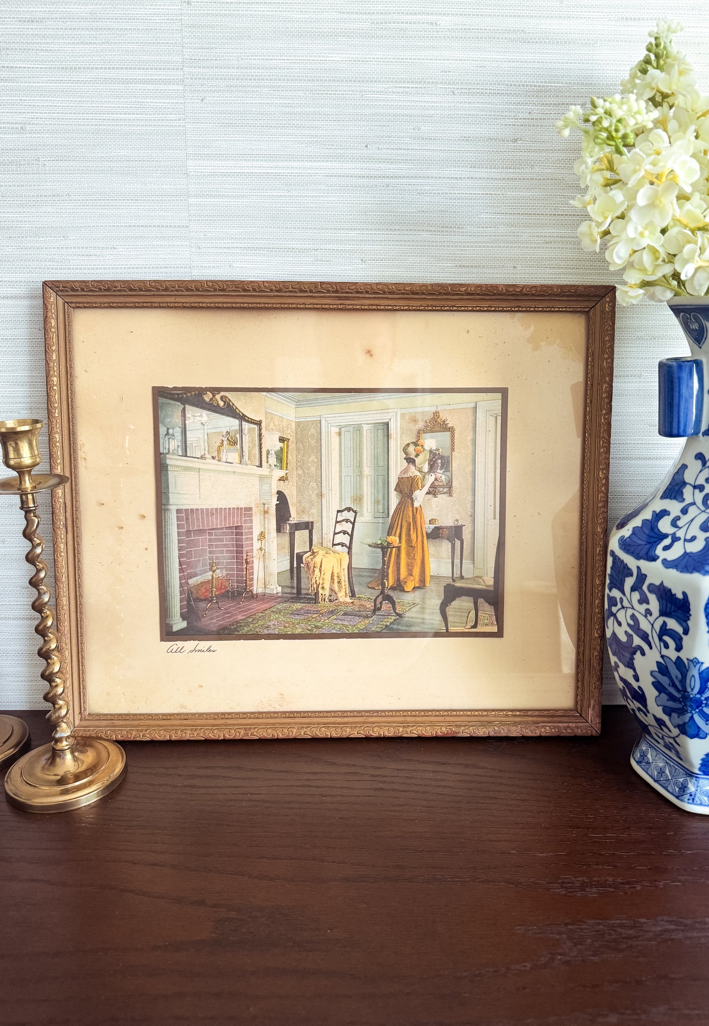 All Smiles — Antique Framed Print