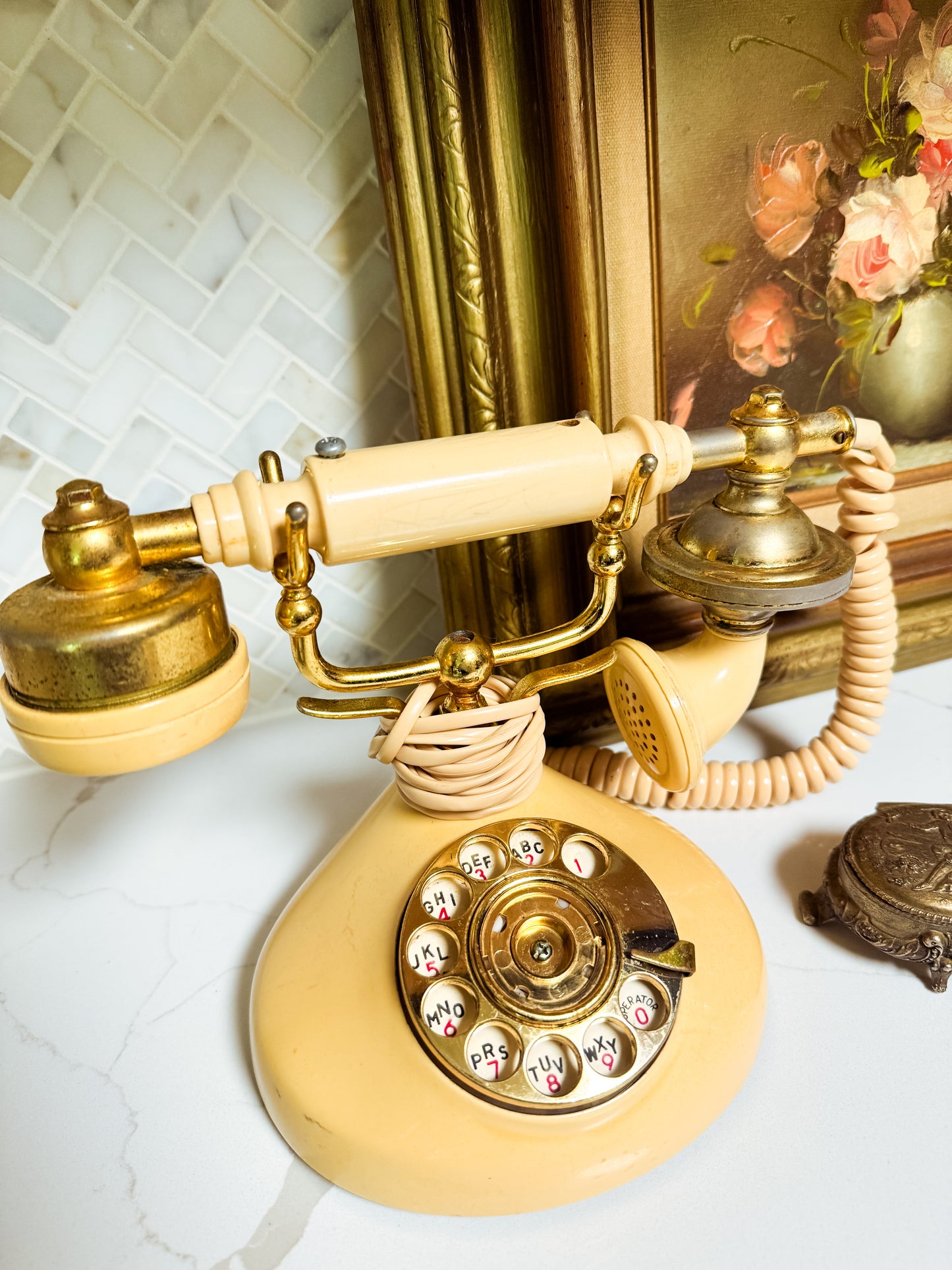 The Operator — Vintage Cream & Brass Rotary Telephone