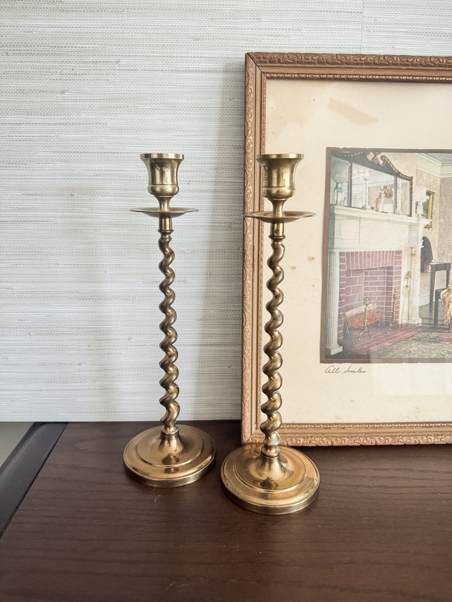 The Twist — Brass Barley-Twist Candlestick Pair