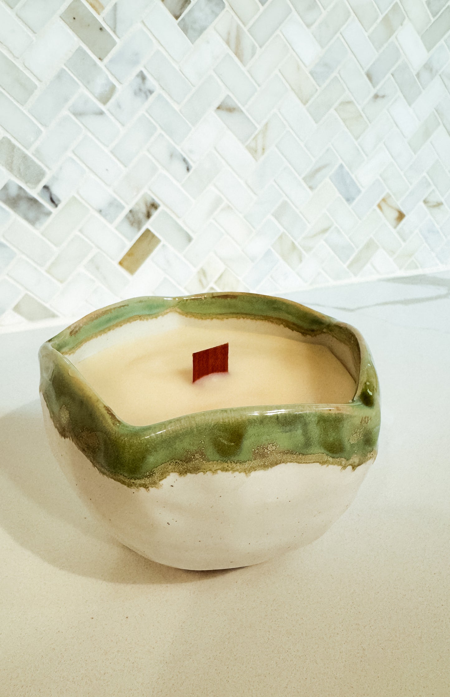 Santal No. 1 Artisan Drip Glaze Ceramic Wood Wick Candle (8 oz)