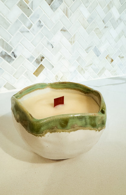 Santal No. 1 Artisan Drip Glaze Ceramic Wood Wick Candle (8 oz)